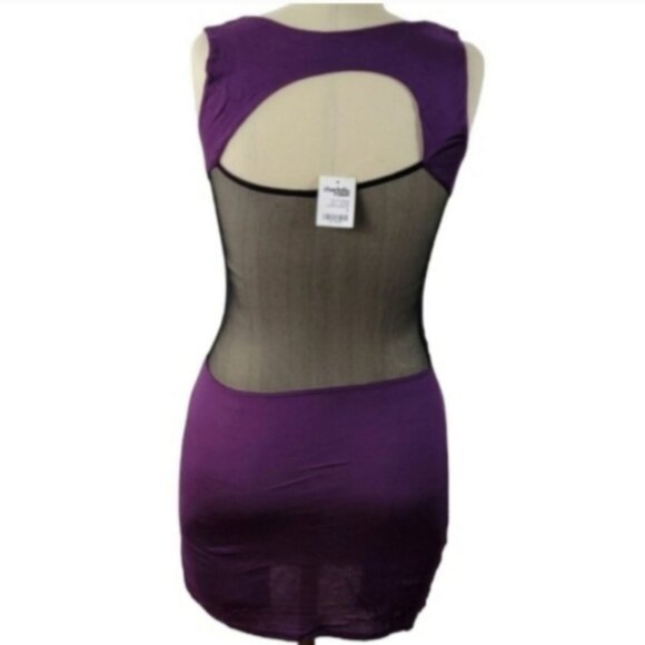 CHARLOTTE RUSSE Pin Me Up Purple Black Sexy Bodycon Dress Size Small - Picture 2 of 5